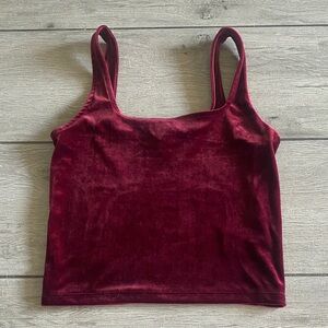 Express Velvet Crop Tank Top - Burgundy